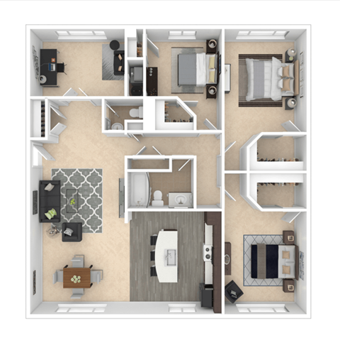 Floor plan for 3 beds, 1.5 baths, 1598 sqft